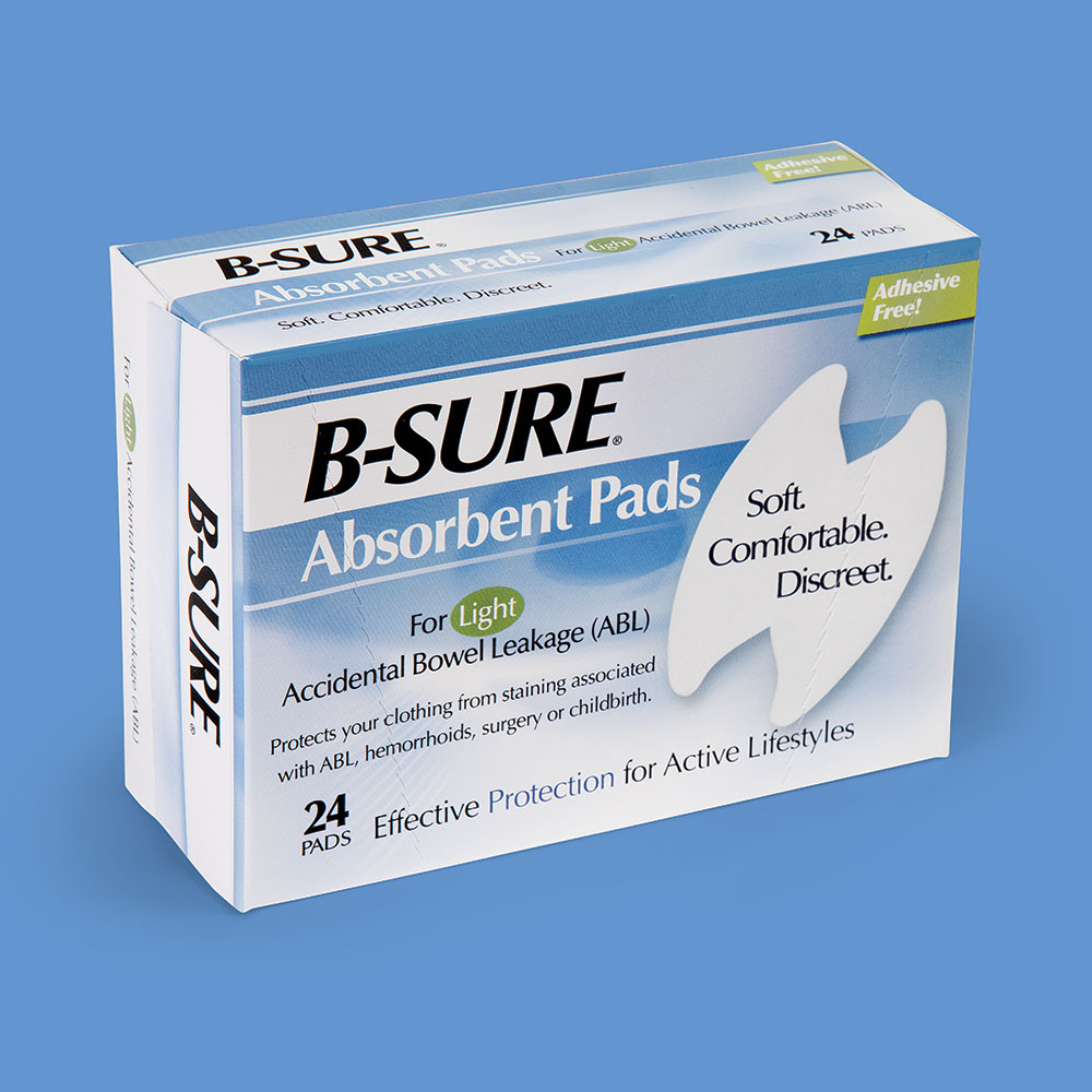 B-Sure® Absorbent Pads – The Adhesive-Free solution to Light Accidental  Bowel Leakage (ABL). - Birchwood Laboratories Medical Division