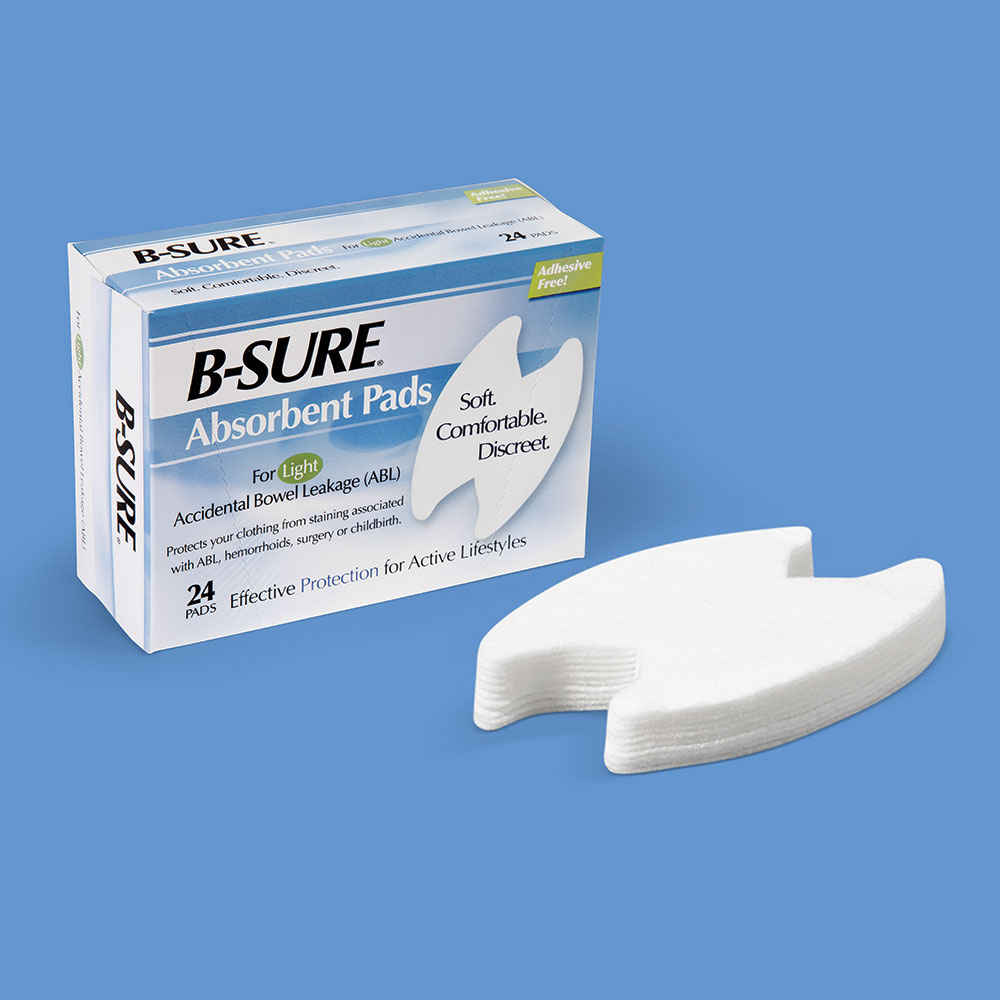 B-Sure Absorbent Pads for Accidental Bowel Leakage, Light